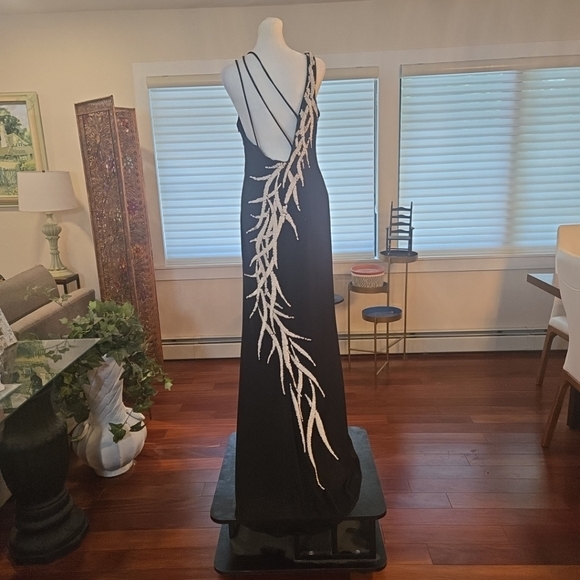 VTG Jovani Sequins Embellished Stretch Formal Party Evening Gown Black 10 - Picture 1 of 12